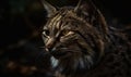 close up photo of GeoffroyÃ¢â¬â¢s cat on black background. Generative AI